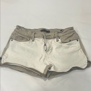 Genetic Denim Two-Tone Jean Shorts - White and Tan